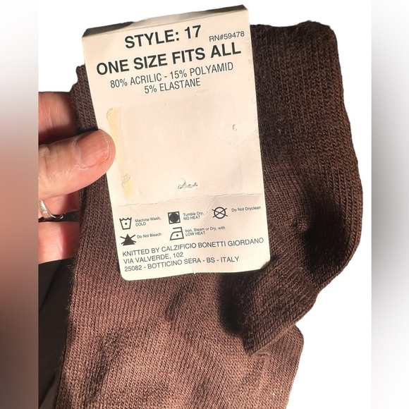 Italian  brown knee high socks with orange & yellow flowers. One size fits most. - Picture 3 of 5